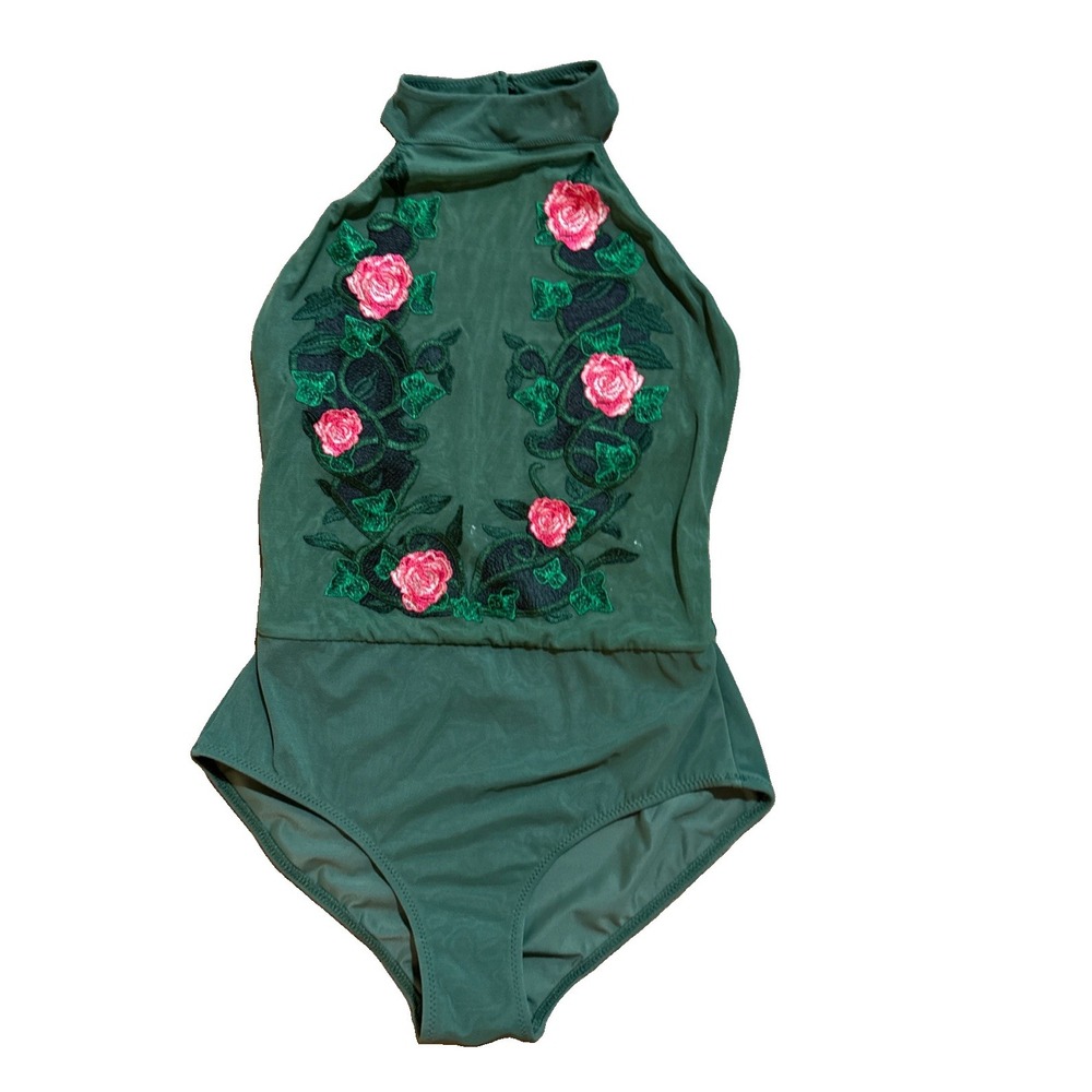 NWT Poison Ivy Bodysuit Costume S Batman Brand New Floral Embroidery Semi Sheer